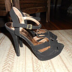 Black Nubuck platform sexy pumps, size 8